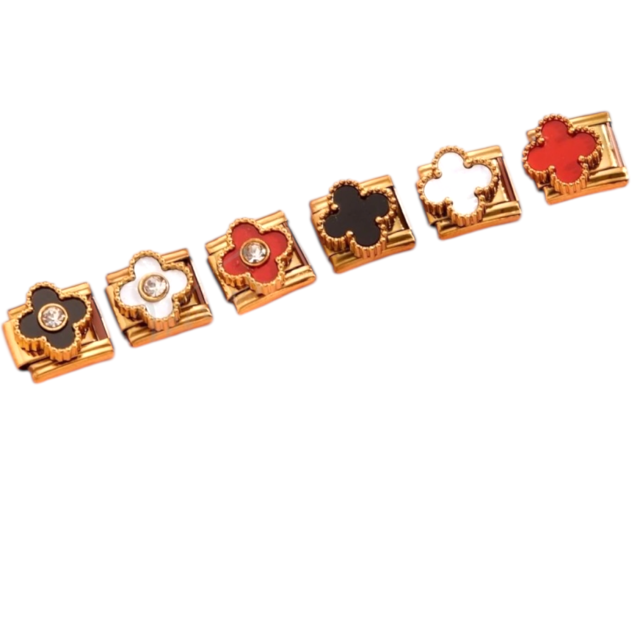 DIJES ACERO DORADO PULSERA ITALIANA  X 12 UNIDADES TRÉBOLES 