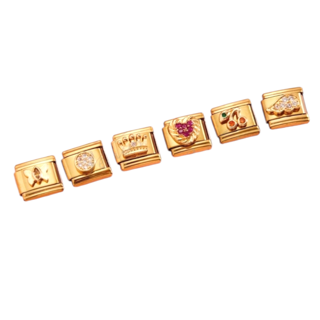 DIJES ACERO DORADO PULSERA ITALIANA  X 12UNIDADES STRASS