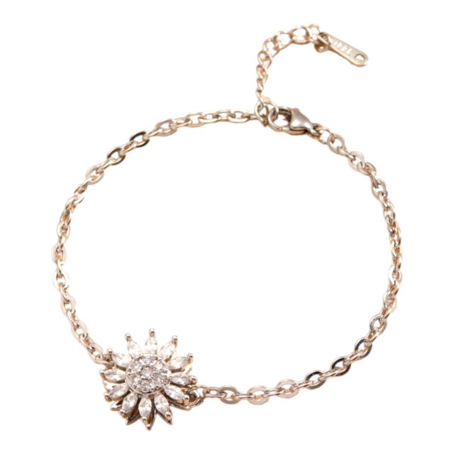 PULSERA ACERO DIJE GIRATORIO GIRASOL 