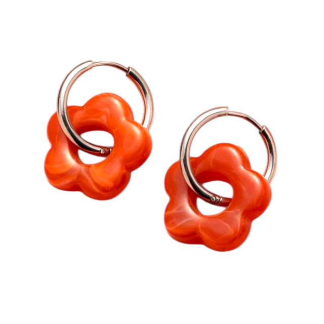 ARO ACERO ARGOLLA COLGANTE FLOR COLORES SURTIDOS 