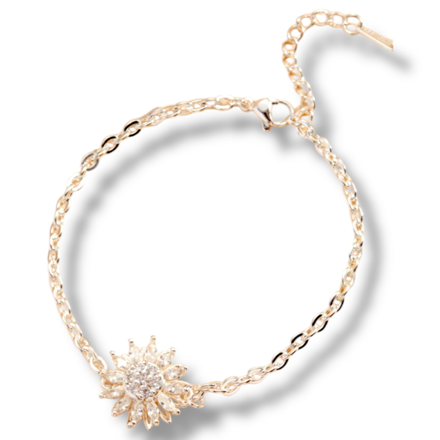 PULSERA ACERO BLANCO DIJE GIRASOL GIRATORIO 