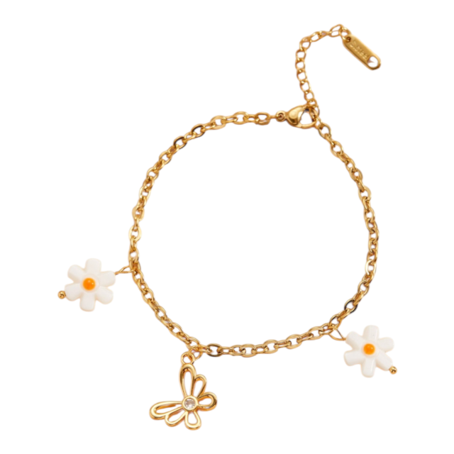 PULSERA ACERO DORAFO DIJES MARGARITA 