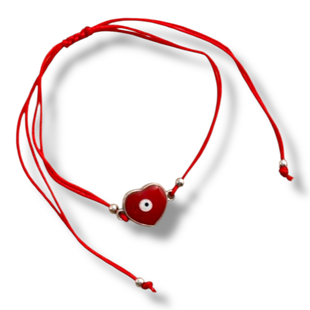 PULSERA ACERO HILO DIJE CORAZÓN OJO POR PACK DE 12