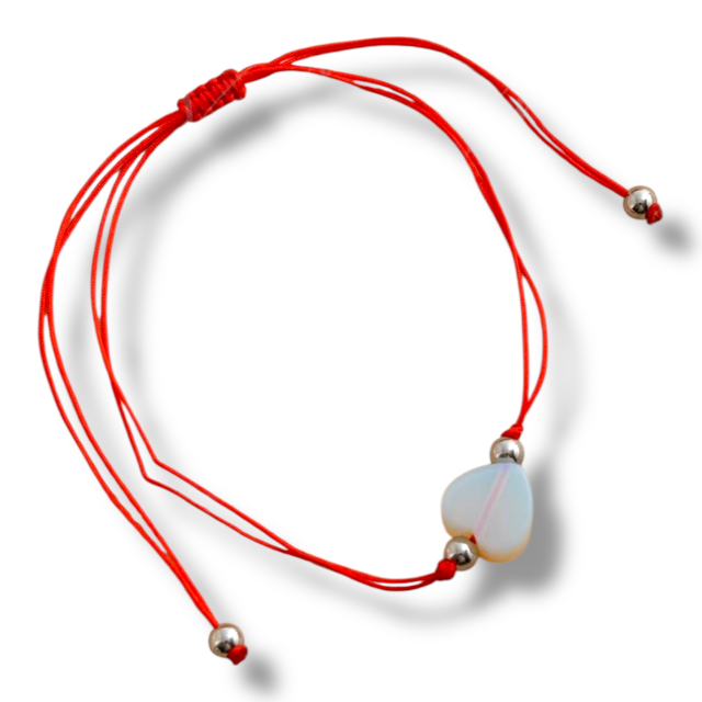 PULSERA ACERO HILO ROJO DIJE PIEDRA BOLITA- CORAZÓN PACK POR 12