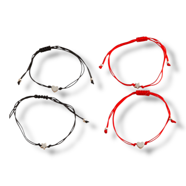 PULSERA ACERO HILO ESTRELLA- CORAZON POR PACK DE 12