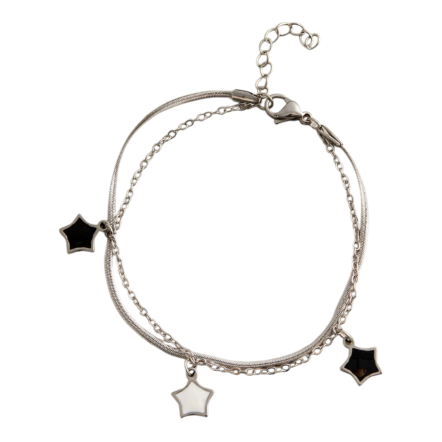 PULSERA ACERO DOBLE ESTRELLAS