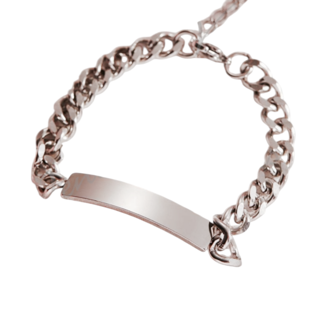 PULSERA ACERO GRUMMET CON CHAPITA PARA MARCAR