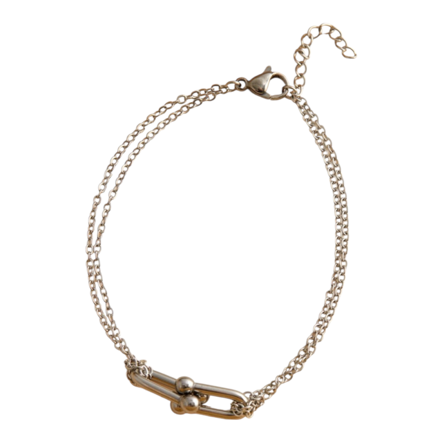 PULSERA ACERO DOBLE  DIJE CLIC TIFFANY
