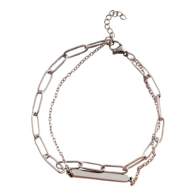 PULSERA ACERO DOBLE CON CHAPA