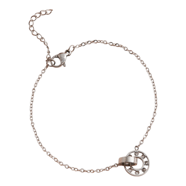 PULSERA ACERO DIJE CÍRCULO KARMA DOBLE BRILLO