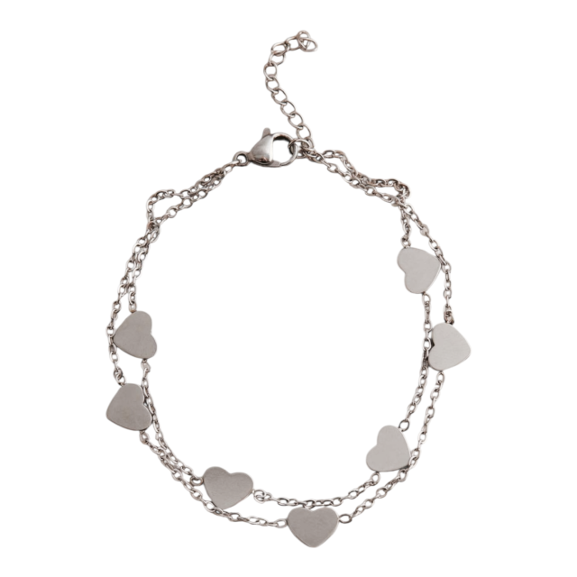 PULSERA ACERO DOBLE CORAZONES