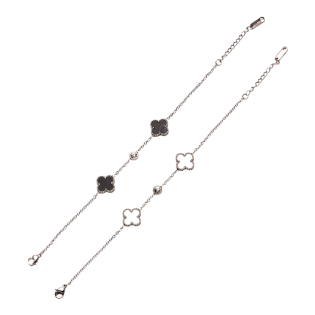 PULSERA ACERO VAN C FLOR DOS TRÉBOLES CUBIC