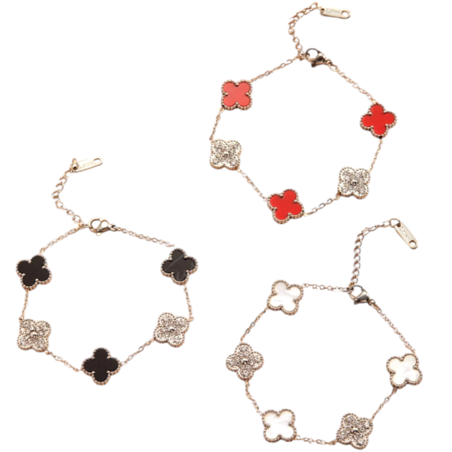 PULSERA ACERO CON DIJE VC ESMALTADO Y STRASS COMBINADO