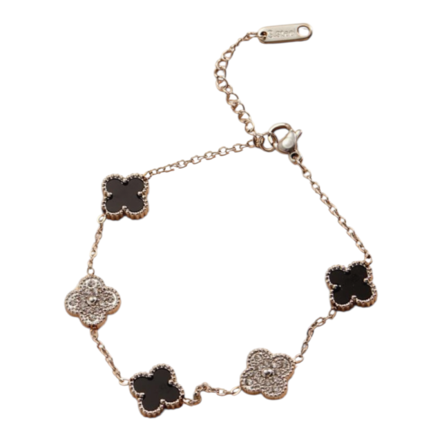 PULSERA ACERO CON DIJE VC ESMALTADO Y STRASS COMBINADO