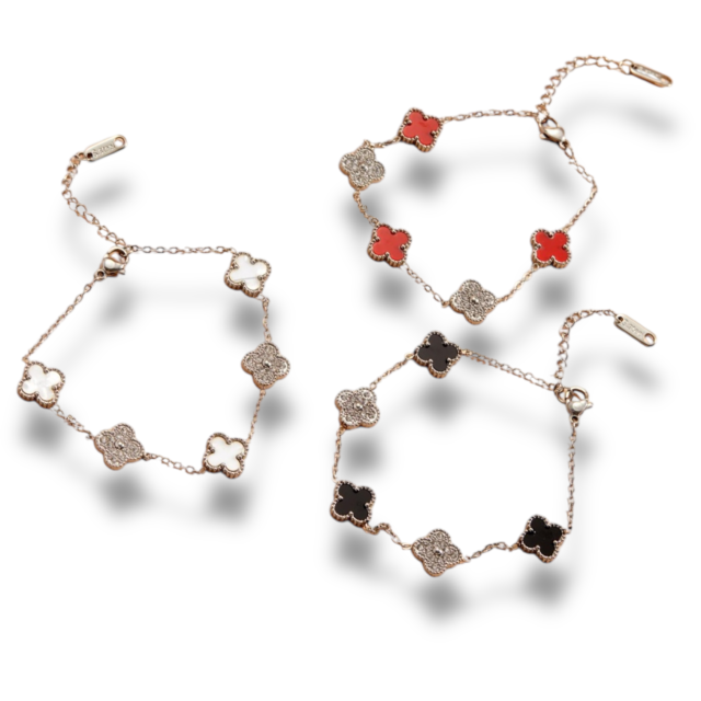 PULSERA ACERO CON DIJE VC ESMALTADO Y STRASS COMBINADO