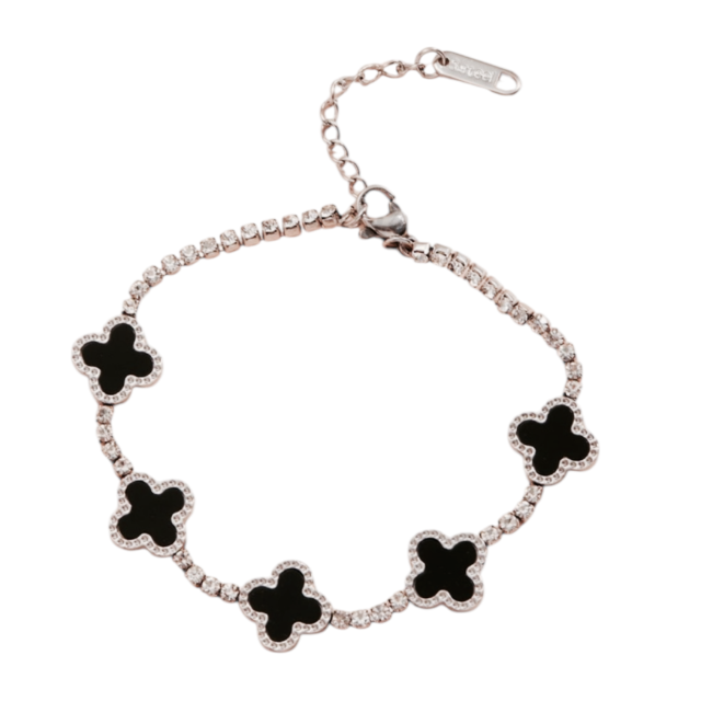PULSERA ACERO VC CON STRAS X5 TREBOLES