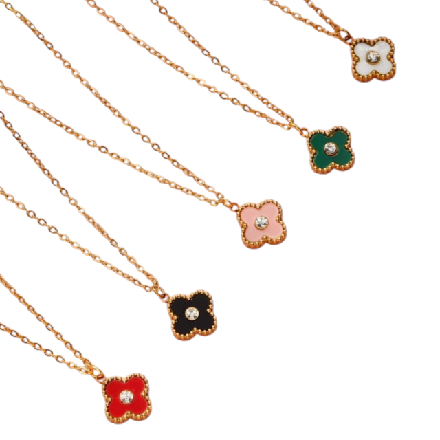 COLLAR ACERO DORADO DIJE VC CUBIC COLORES SURTIDOS 