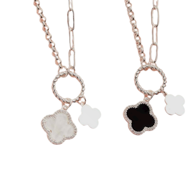 COLLAR ACERO BLANCO DOBLE DIJE VC 