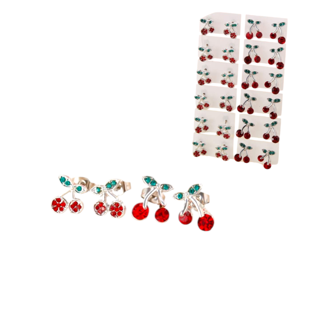 ARO ACERO PASANTE CEREZA STRAS BLÍSTER 