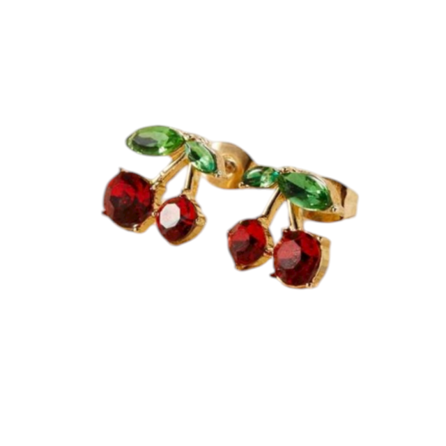ARO ACERO DORADO PASANTE CEREZA CUBIC BLISTER