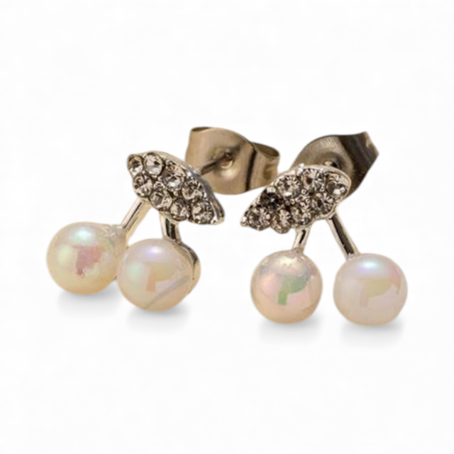 ARO ACERO PASANTE CEREZA PERLA STRAS BLÍSTER 