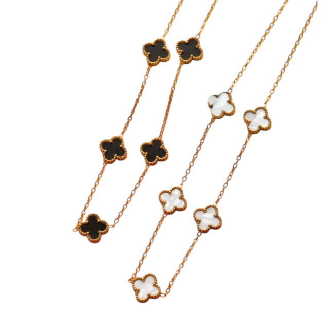 COLLAR ACERO DORADO DIJES TRÉBOL VC X 5