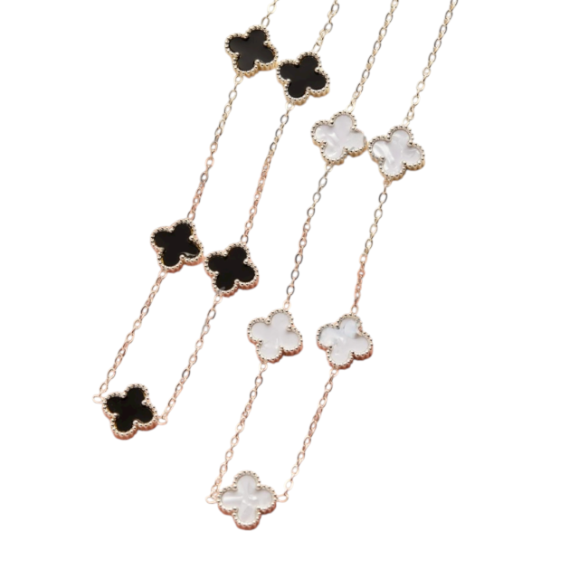 COLLAR ACERO BLANCO DIJE TRÉBOL VC X 5