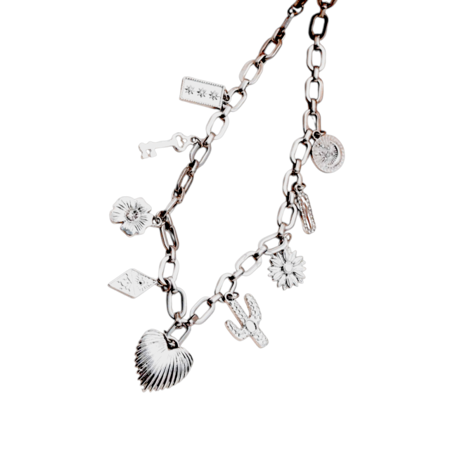 COLLAR ACERO MULTIDIJES CORAZÓN LABRADO