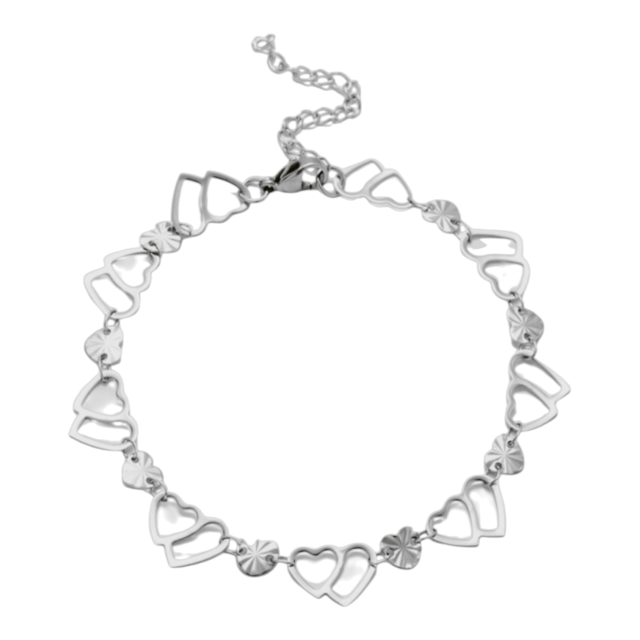 TOBILLERA ACERO CORAZONES 