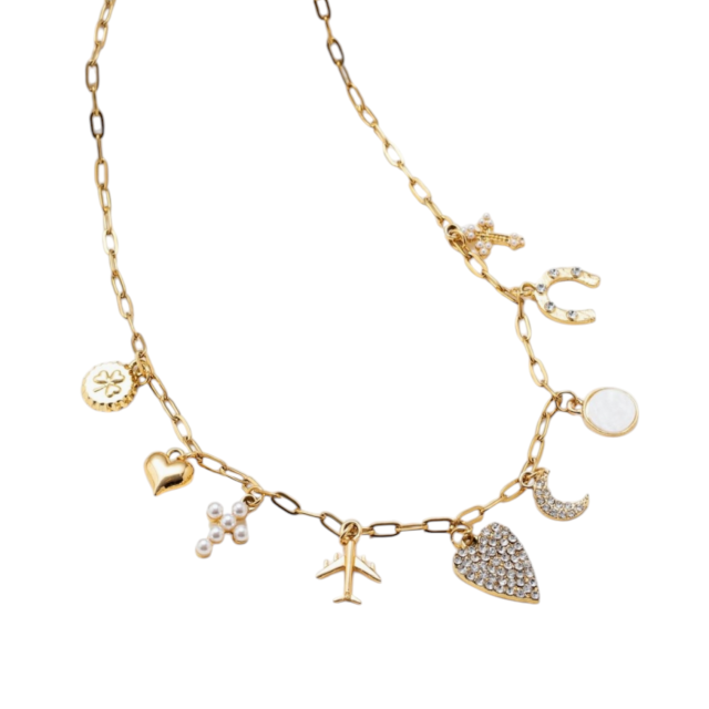 COLLAR ACERO DORADO MULTIDIJES SUERTE 