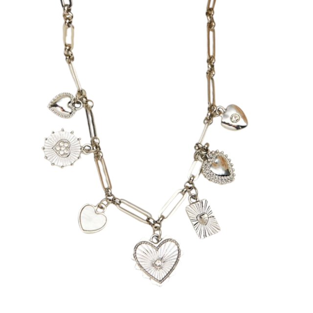 COLLAR ACERO MULTIDIJES CORAZONES 