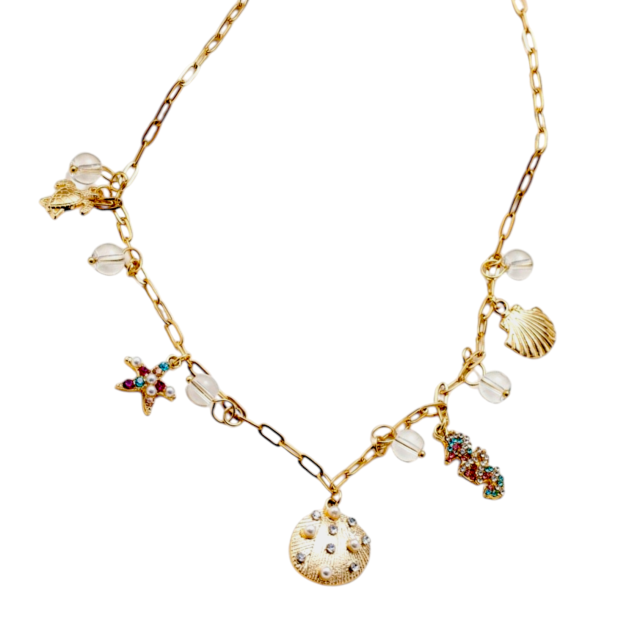 COLLAR ACERO DORADO MULTIDIJES MARINO MICROPAVE