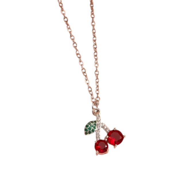 COLLAR ACERO DIJE CEREZA MICROPAVE