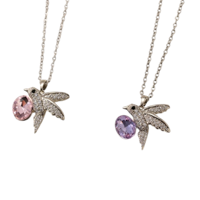 COLLAR ACERO DIJE COLIBRÍ MICROPAVE