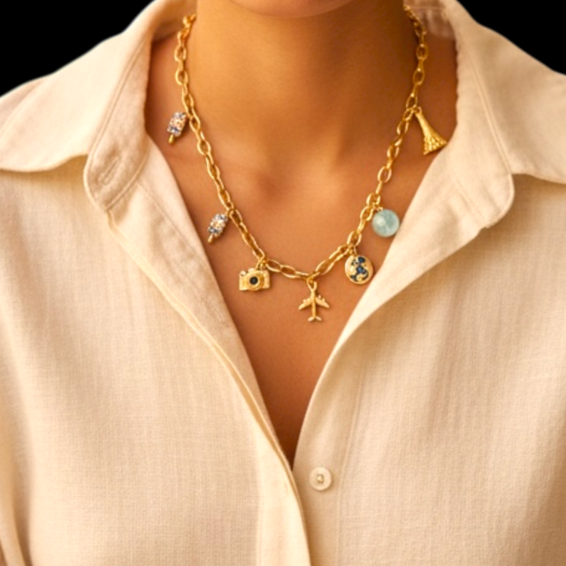 COLLAR ACERO DORADO MULTIDIJES VIAJE