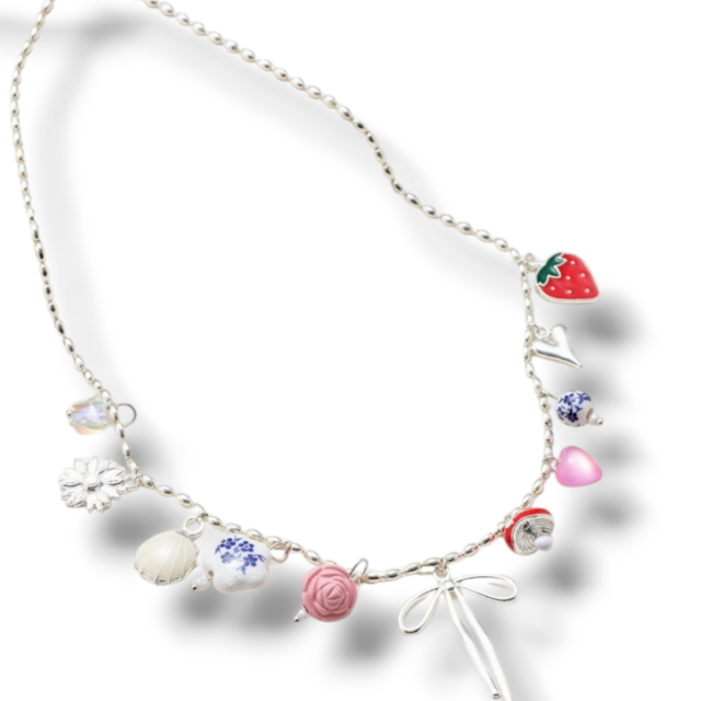 COLLAR ACERO MULTIDIJES MOÑO ROSA