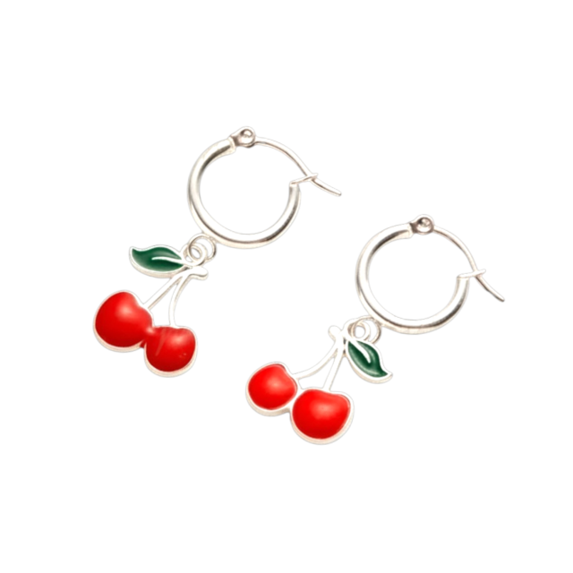 ARO ACERO BLANCO ARGOLLA DIJE CEREZA