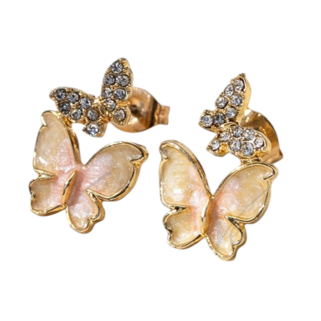 ARO ACERO DORADO PASANTE DOBLE MARIPOSA