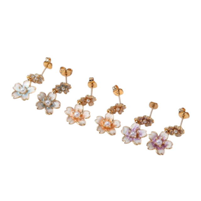 ARO ACERO DORADO PASANTE COLGANTE DOBLE FLOR