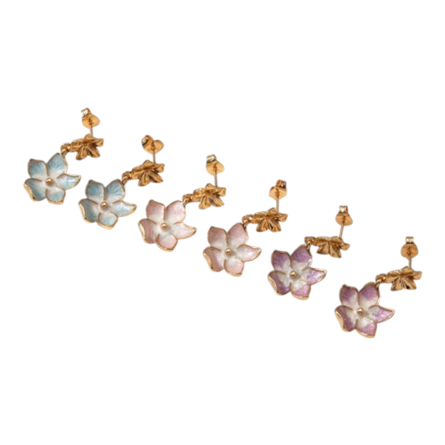 ARO ACERO DORADO PASANTE COLGANTE FLOR