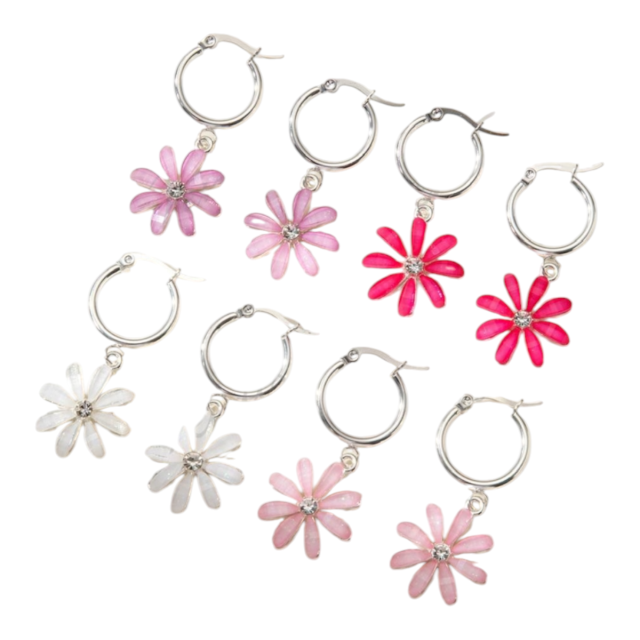 ARO ACERO BLANCO ARGOLLA DIJE MARGARITA CRISTAL COLOR SURTIDO