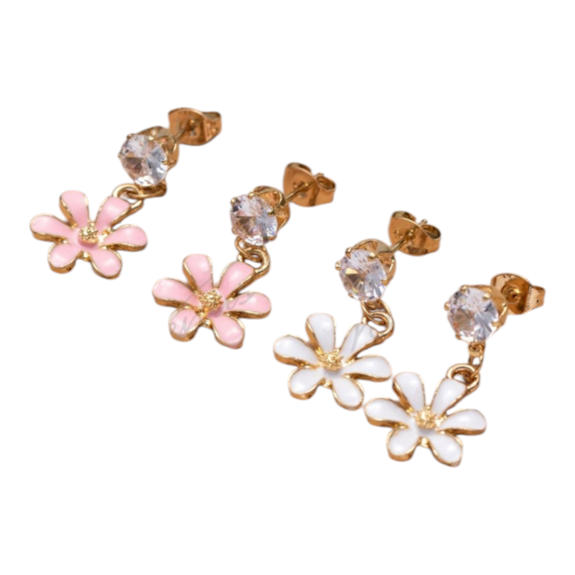 ARO ACERO DORADO PASANTE COLGANTE CUBIC FLOR