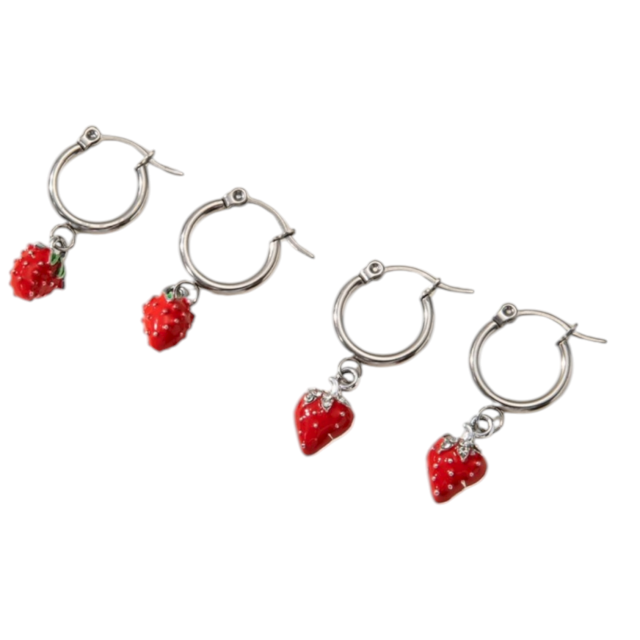 ARO ACERO ARGOLLA DIJE FRUTILLA