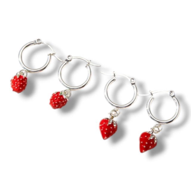 ARO ACERO BLANCO ARGOLLA DIJE FRUTILLA 