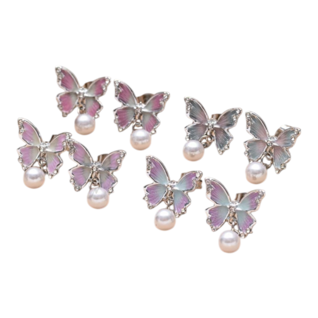 ARO ACERO PASANTE MARIPOSA PERLA