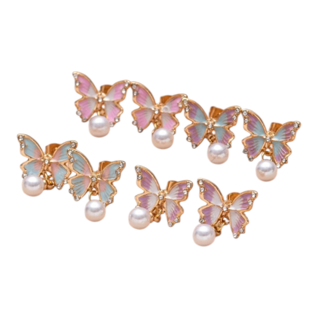ARO ACERO DORADO PASANTE MARIPOSA PERLA COLOR SURTIDO