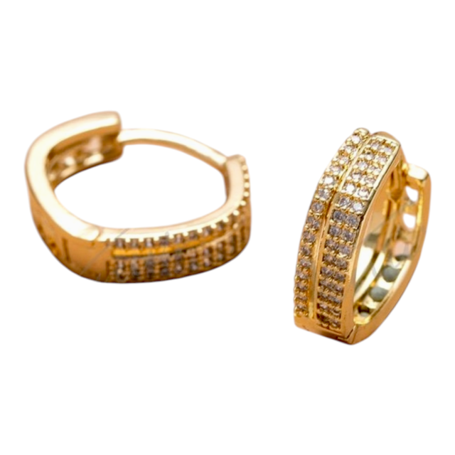 ARO BRONCE DORADO ARGOLLA DOBLE MICROPAVE