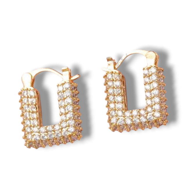 ARO BRONCE DORADO ARGOLLA CUADRADA MICROPAVE