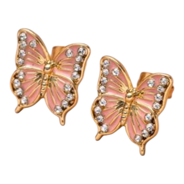 ARO ACERO DORADO PASANTE MARIPOSA BRILLO