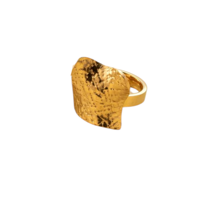 ANILLO ACERO DORADO CHAPÓN CUADRADO 